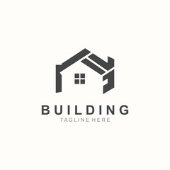 Building logo construction modern real estate symbol for architecture house and property