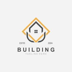 Building logo construction modern real estate symbol for architecture house and property
