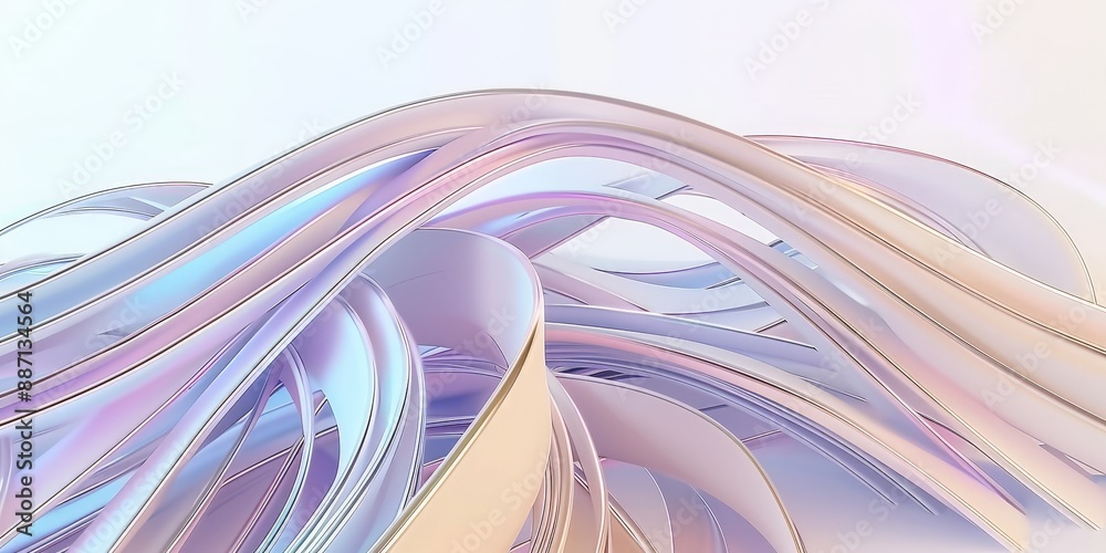Wall mural sharp focus on abstract rounded lines: a 3d render in uhd 4k.