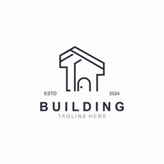 Building logo construction modern real estate symbol for architecture house and property