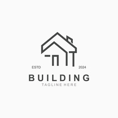 Building logo construction modern real estate symbol for architecture house and property