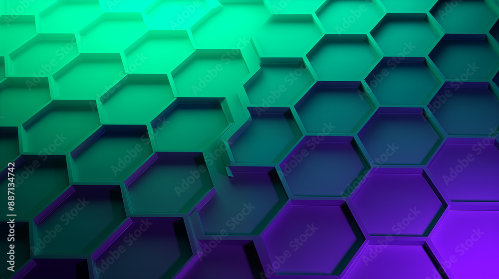 Poster Hexagonal Pattern Gradient Background Abstract Geometric Design