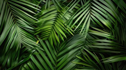 Fototapeta premium Abundant and beautiful green palm leaves