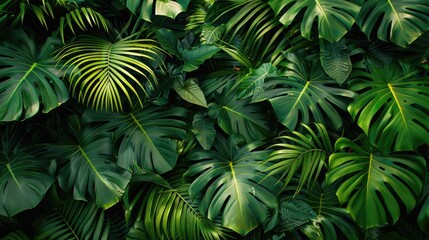 Fototapeta premium Abundant and beautiful green palm leaves