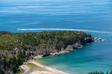 Aerial View of Sand Beach, Acadia National Park. An aerial view of Sand Beach in Acadia National...