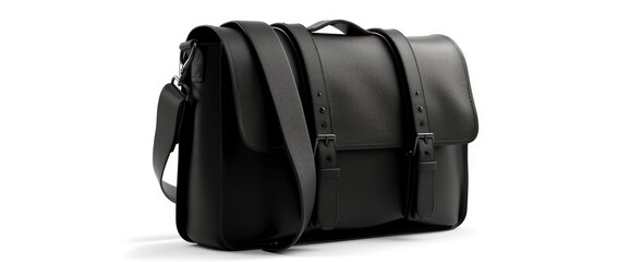 Naklejka premium A Black Shoulder Bag For Men Isolated On A White Background, Showcasing Style And Functionality