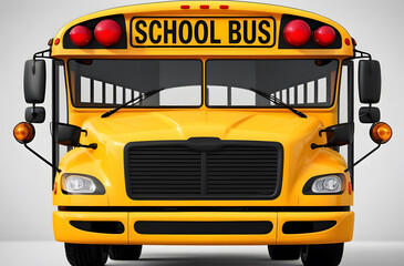 Front View of a Yellow School Bus - Realistic Illustration 