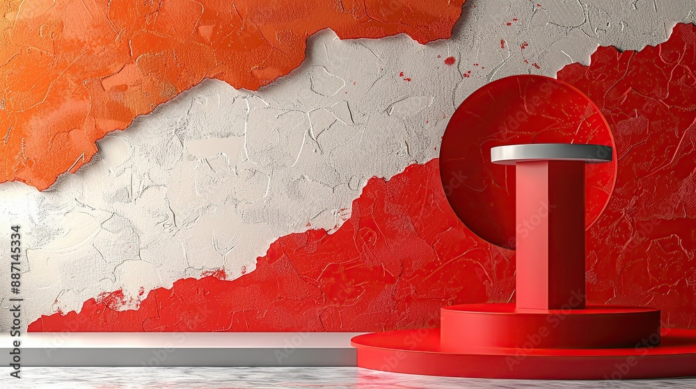 Wall mural Red and White Abstract Product Display Background