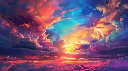 Spectacular beauty in the vast sky with vibrant and warm colors