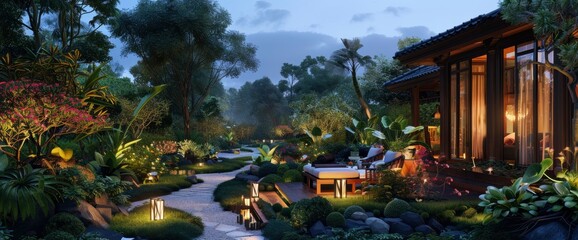 A Home In A Garden, Emphasizing Harmony With Nature And Tranquility