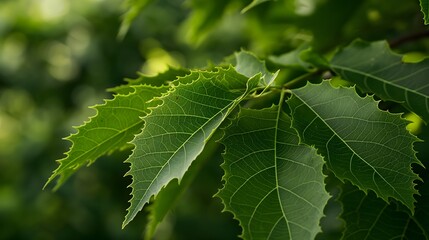 3. Close-up of neem leaves and their distinctive serrated edges, against a natural background