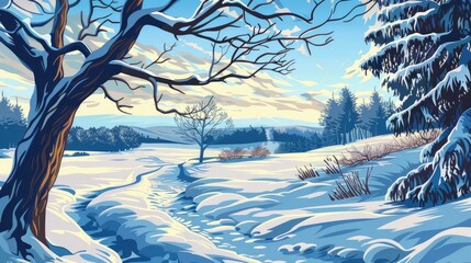 Vector illustration in portfolio raster image winter poster