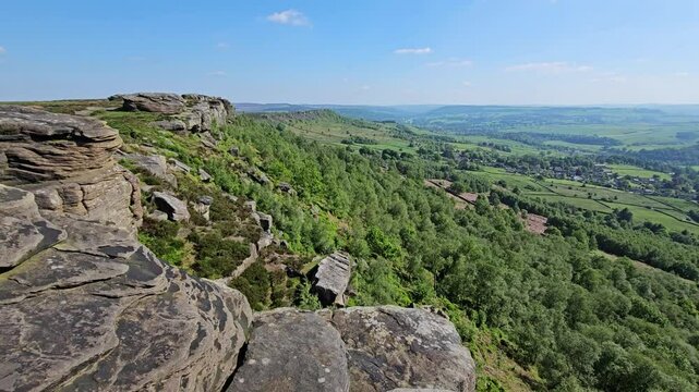 Curbar Edge, Baslow Edge, Froggatt Edge, Derbyshire, Peak District National Park, UK, Panorama