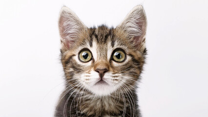 Obraz premium Gatito atigrado mirando al frente 