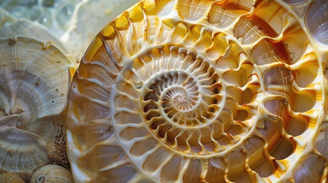 Wildlife background with river shell spiral