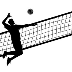 male silhouette jumping smashing volleyball vector