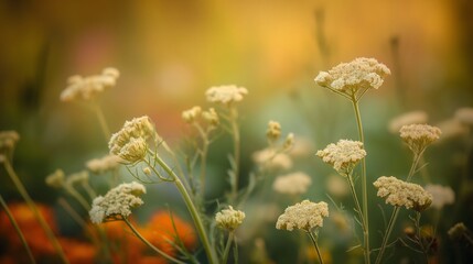 Fototapeta premium 3. Close-up of yarrow flowers with a focus on their texture and color, against a natural background