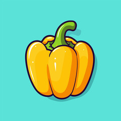 Yellow bell pepper vegetable cartoon vector icon logo food nature illustration vegetables flat cartoon drawing art isolated background
