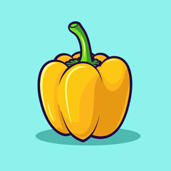 Yellow bell pepper vegetable cartoon vector icon logo food nature illustration vegetables flat cartoon drawing art isolated background