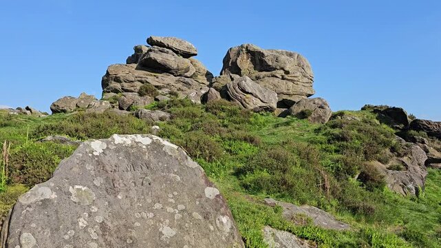Curbar Edge, Baslow Edge, Froggatt Edge, Derbyshire, Peak District National Park, UK, Panorama, Millstone