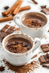  Delicious Hot Chocolate Drink presented on White Background
