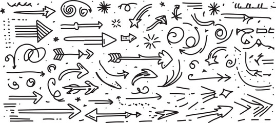 Line movement effect element, cartoon emotion effect decoration icon. ,Hand drawn cute ,doodle line element arrow, emphasis, shock, sparkle. Anime movement, express shape. Vector illustration