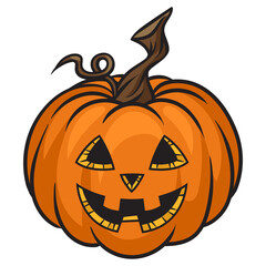 Halloween pumpkin jack o lantern pinup pop art retro PNG illustration. Comic book style imitation.