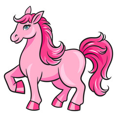 pink pony cartoon little cute horse pinup pop art retro PNG illustration. Comic book style imitation. © Oleksandr Pokusai