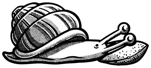 cartoon snail sleeping on pillow sketch engraving PNG illustration. Scratch board imitation. Black and white hand drawn image.