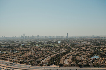 Aerial view of urban infrastructure and high-rise buildings