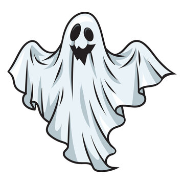 recommend clip art: sheet ghost with smile halloween cartoon character pinup pop art retro PNG illustration. Comic book style imitation.