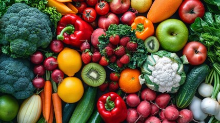 Assorted fruits and vegetables on a black background. Organic Vegan Food: Fresh vegetables and fruits are good for your health