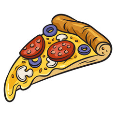 Slice of pizza pinup pop art retro PNG illustration. Comic book style imitation.