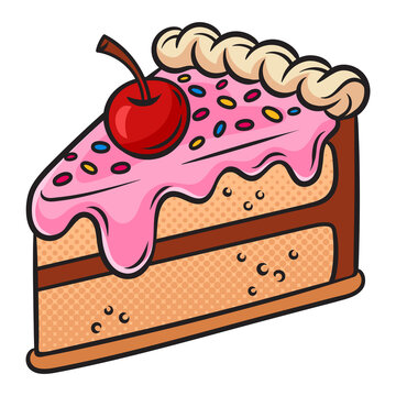 recommend clip art: piece of cake pinup pop art retro PNG illustration. Comic book style imitation.