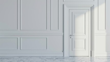 Door with handle and white wall room with space for text