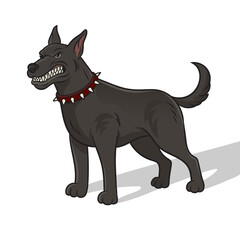 angry fighting dog pinup pop art retro PNG illustration. Comic book style imitation.