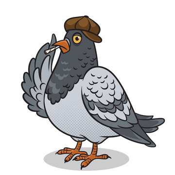 recommend clip art: cartoon pigeon bully pinup pop art retro PNG illustration. Comic book style imitation.
