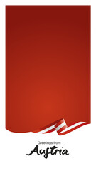 Naklejka premium Greetings from Austria. Editable Instagram template for Stories and Reels. Social media template page with Austria flag ribbon and editable frame.ai