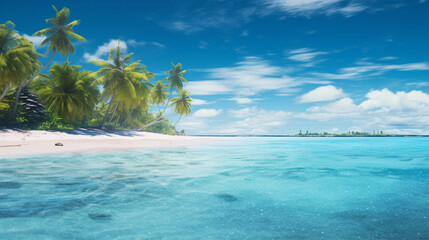 Fototapeta premium A breathtakingly realistic photo of a tropical beach paradise
