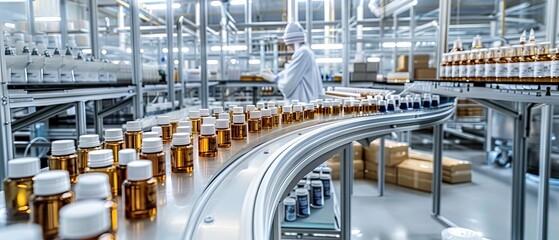 High-definition 4K imagery reveals a vibrant and airy cosmetics factory, where elegant assembly lines craft and package luxury beauty essentials.