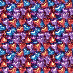 Obraz premium metal heart-shaped balloons in vivid color, repeatable seamless background pattern tile