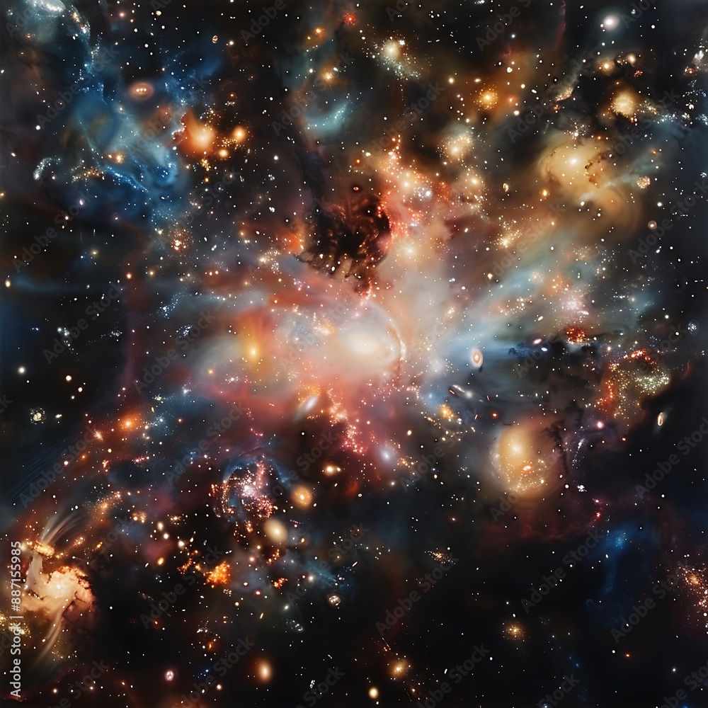 Wall mural showcase distinctive ringshaped structure of a ring galaxy created by a collision with another galax