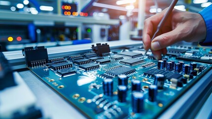 Electronic Print Circuit board PCB Prototyping Engineers creating PCB prototypes in a high-tech lab