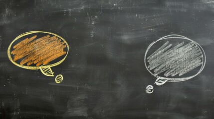 Two empty freehand drawn callouts on blackboard