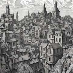 Obraz premium sketch of the town