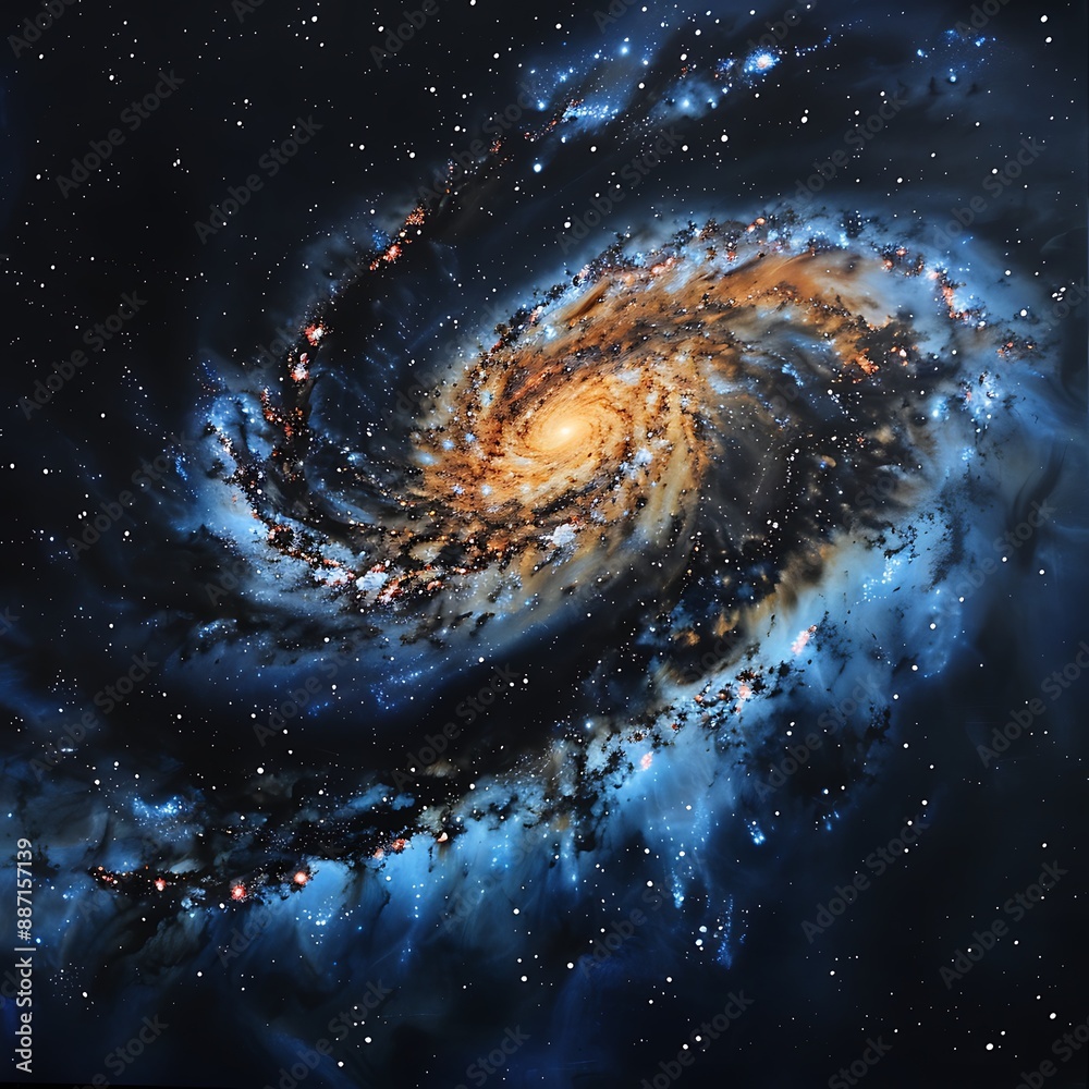 Wall mural capture early stages of a galactic merger where two galaxies begin to interact and merge into a sing
