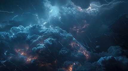 Beautiful thunderstorm with lightning bolts banner image