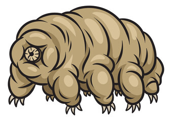 Tardigrade water bear moss piglet micro animal pinup pop art retro PNG illustration. Comic book style imitation.