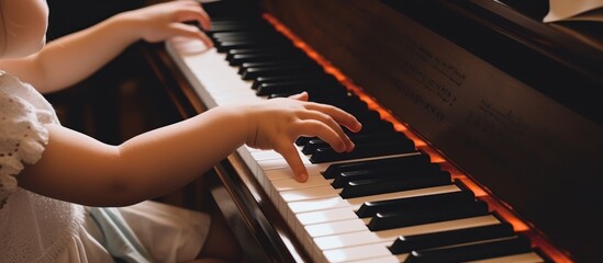 Fototapeta premium Young Girl's Hands on Piano Keys