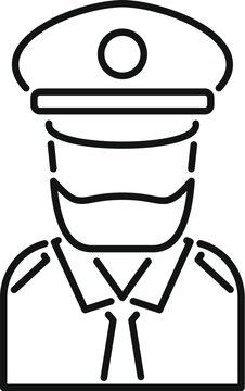 recommend clip art: Line art icon of a general officer wearing a uniform and hat with a badge
